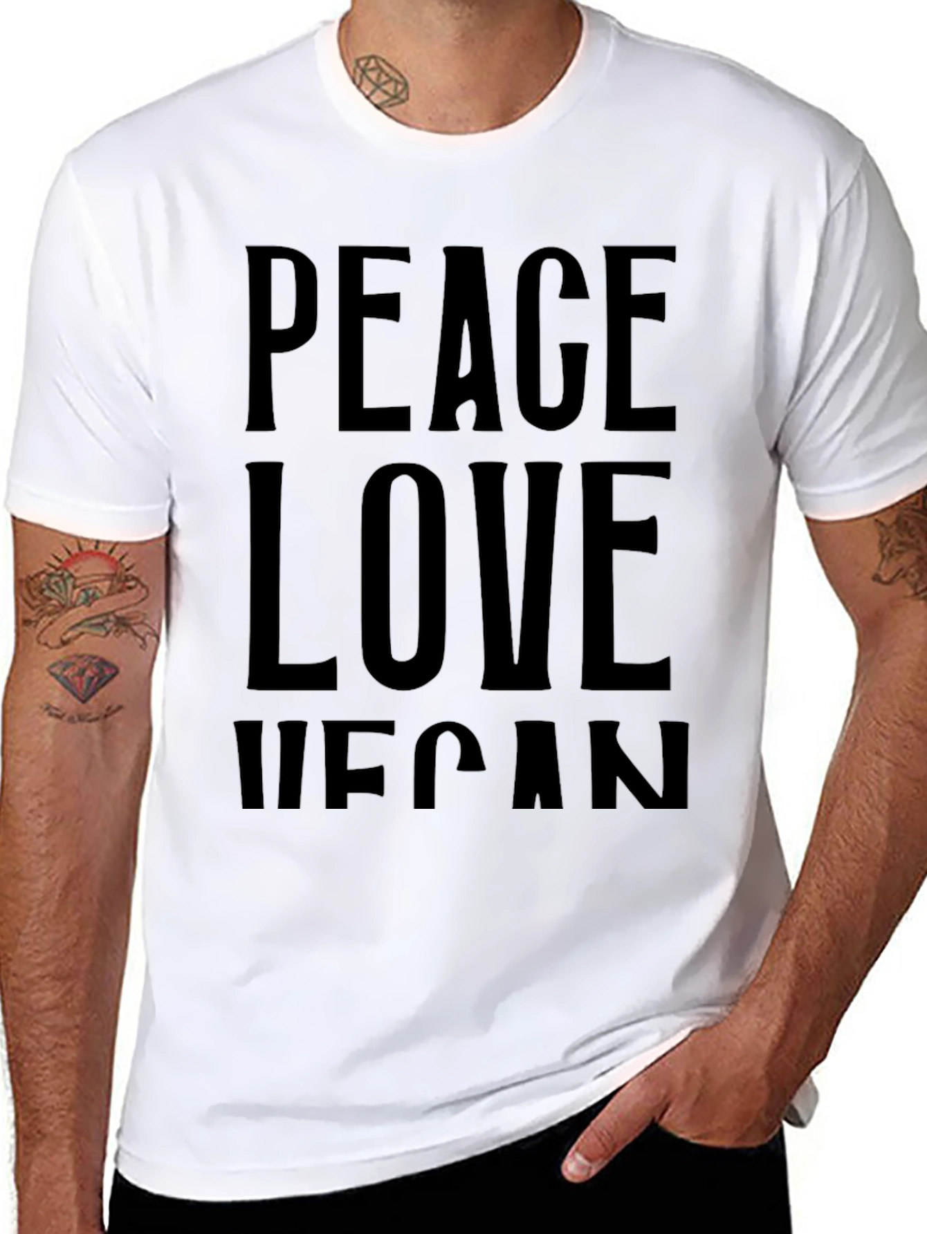 Peace Love Vegan Black T-Shirt
