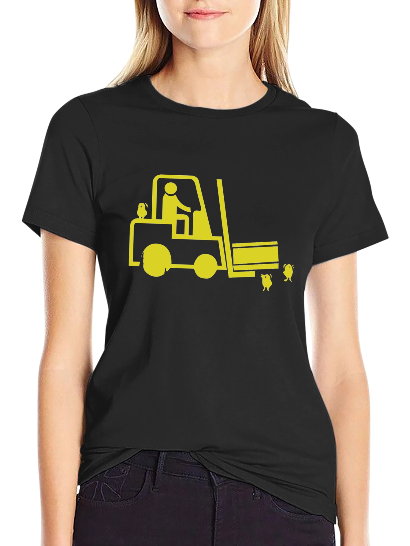 Forklift & Chicks Graphic Tee - Black Cotton T-Shirt