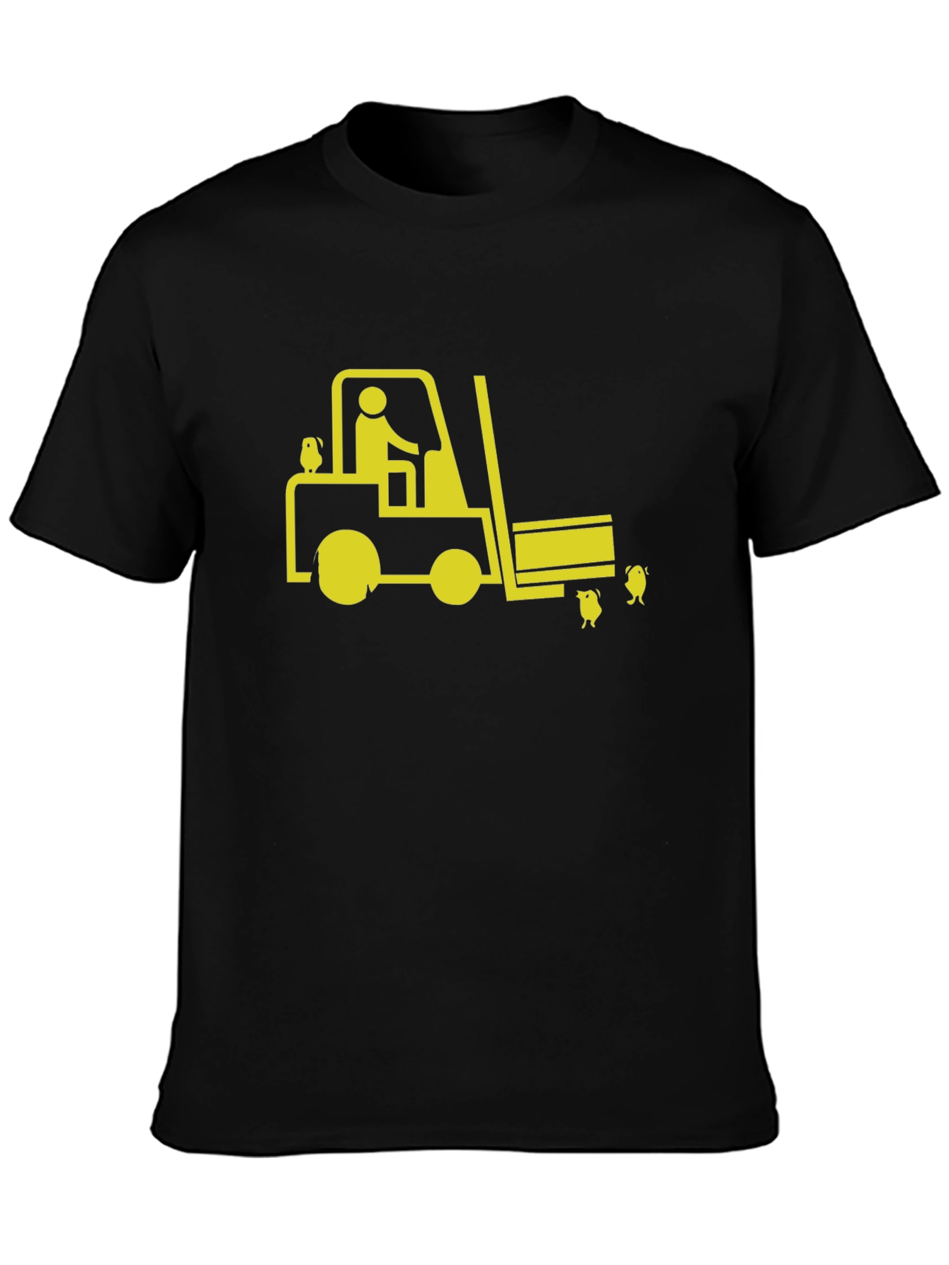 Forklift & Chicks Graphic Tee - Black Cotton T-Shirt