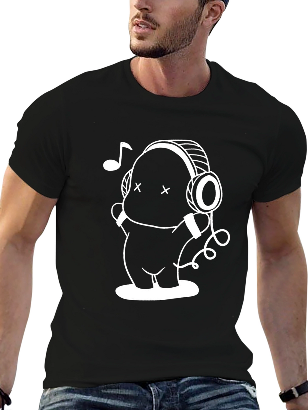 Funky Music Lover Graphic Tee - Black