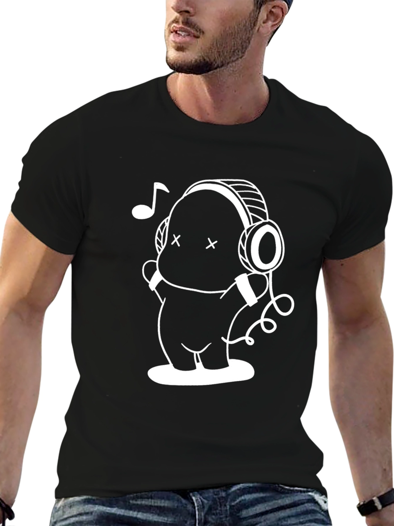 Funky Music Lover Graphic Tee - Black