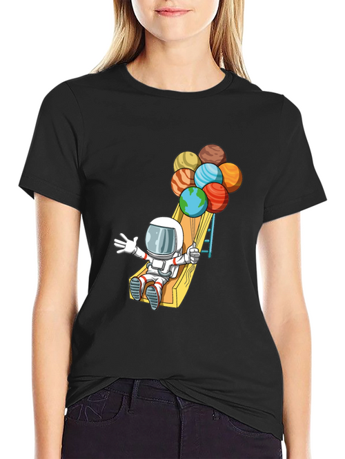 Astronaut Planet Balloons Graphic Tee