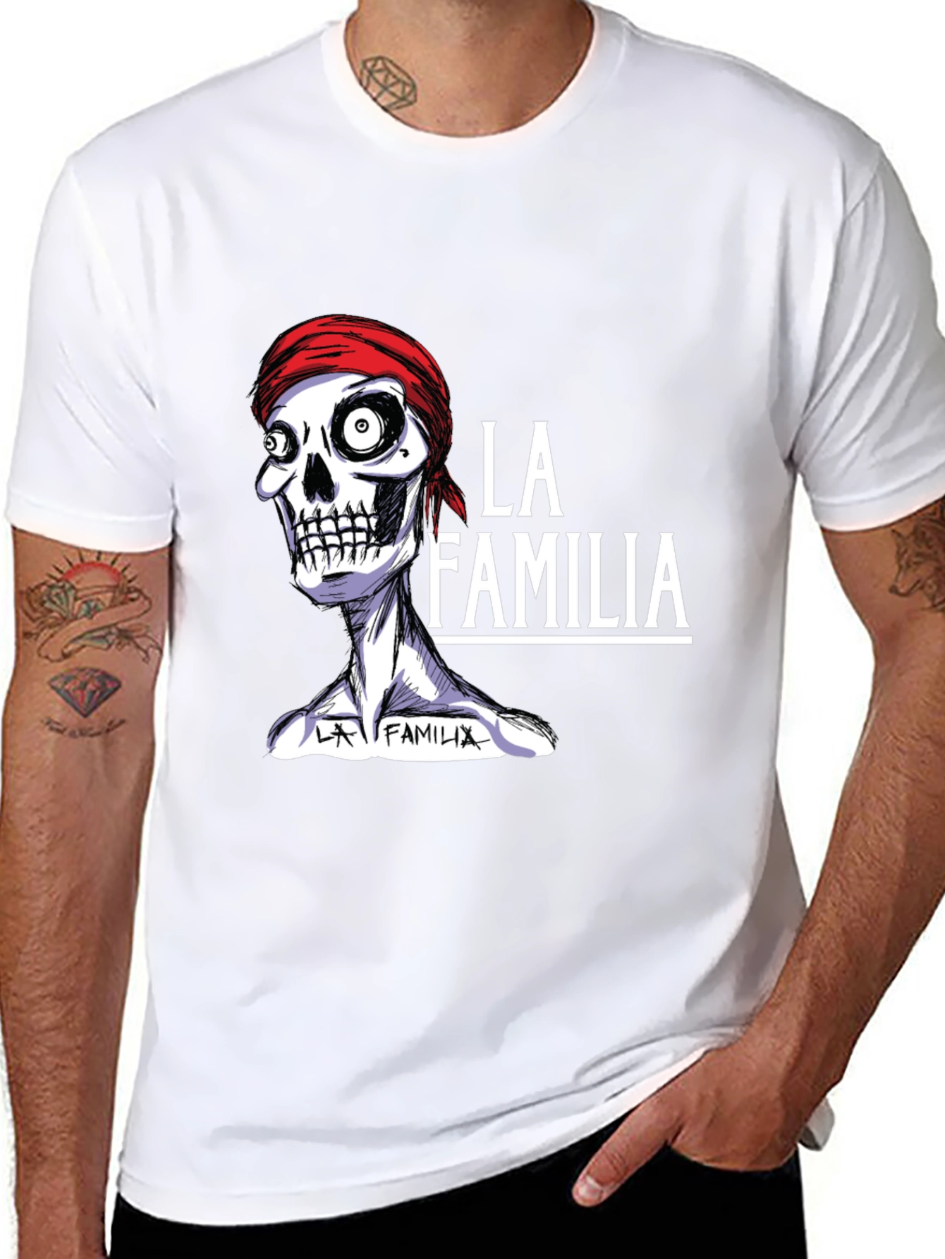 La Familia Skeleton Graphic T-Shirt - Cool Casual Wear