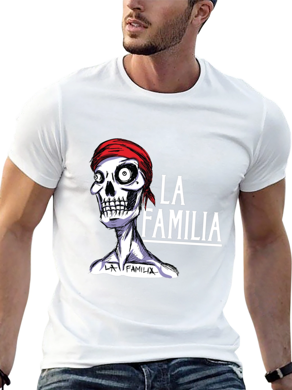 La Familia Skeleton Graphic T-Shirt - Cool Casual Wear