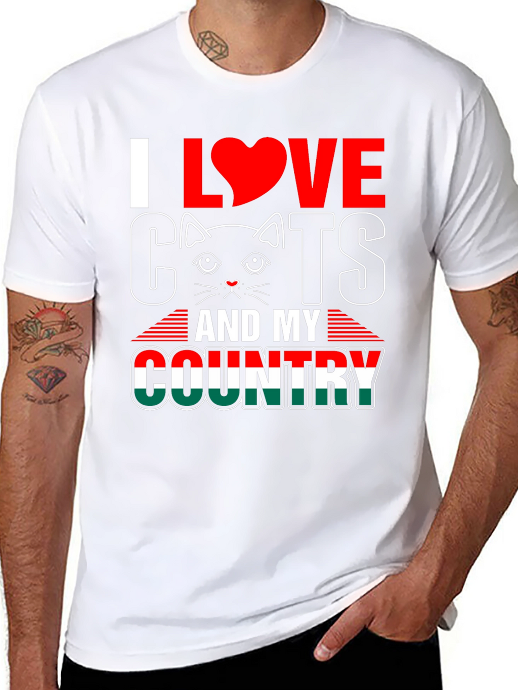 I Love Cats and My Country Graphic T-Shirt