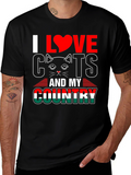 I Love Cats and My Country Graphic T-Shirt