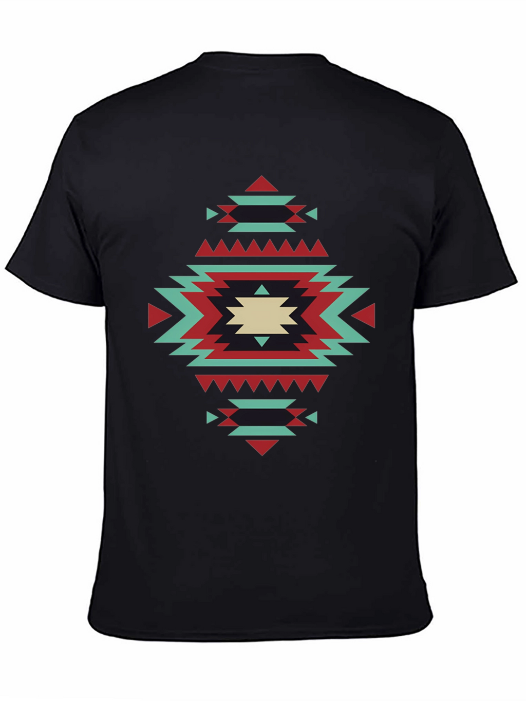 Geometric Aztec Design Black T-Shirt