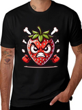 Angry Strawberry Cartoon Graphic Tee