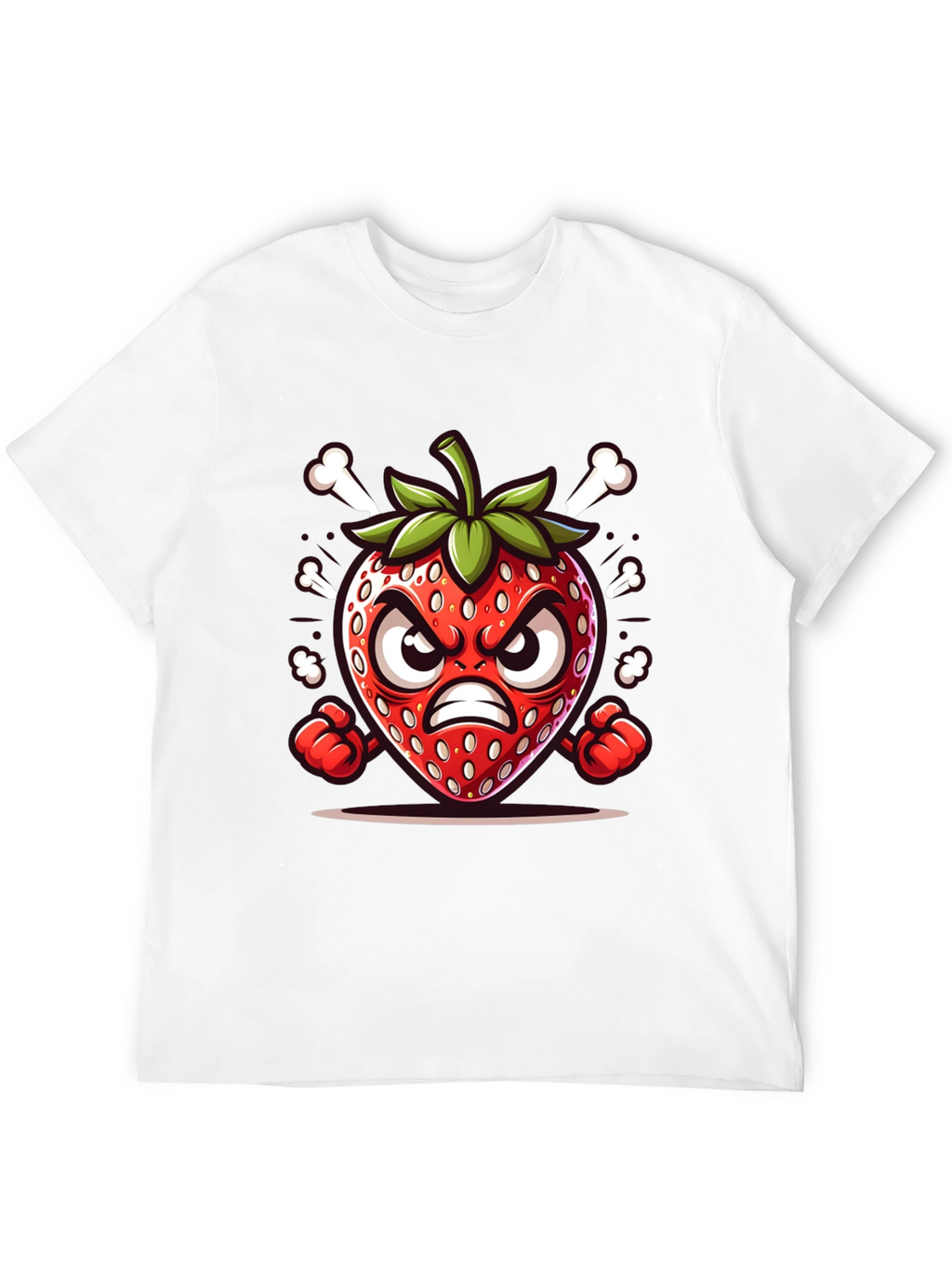 Angry Strawberry Cartoon Graphic Tee