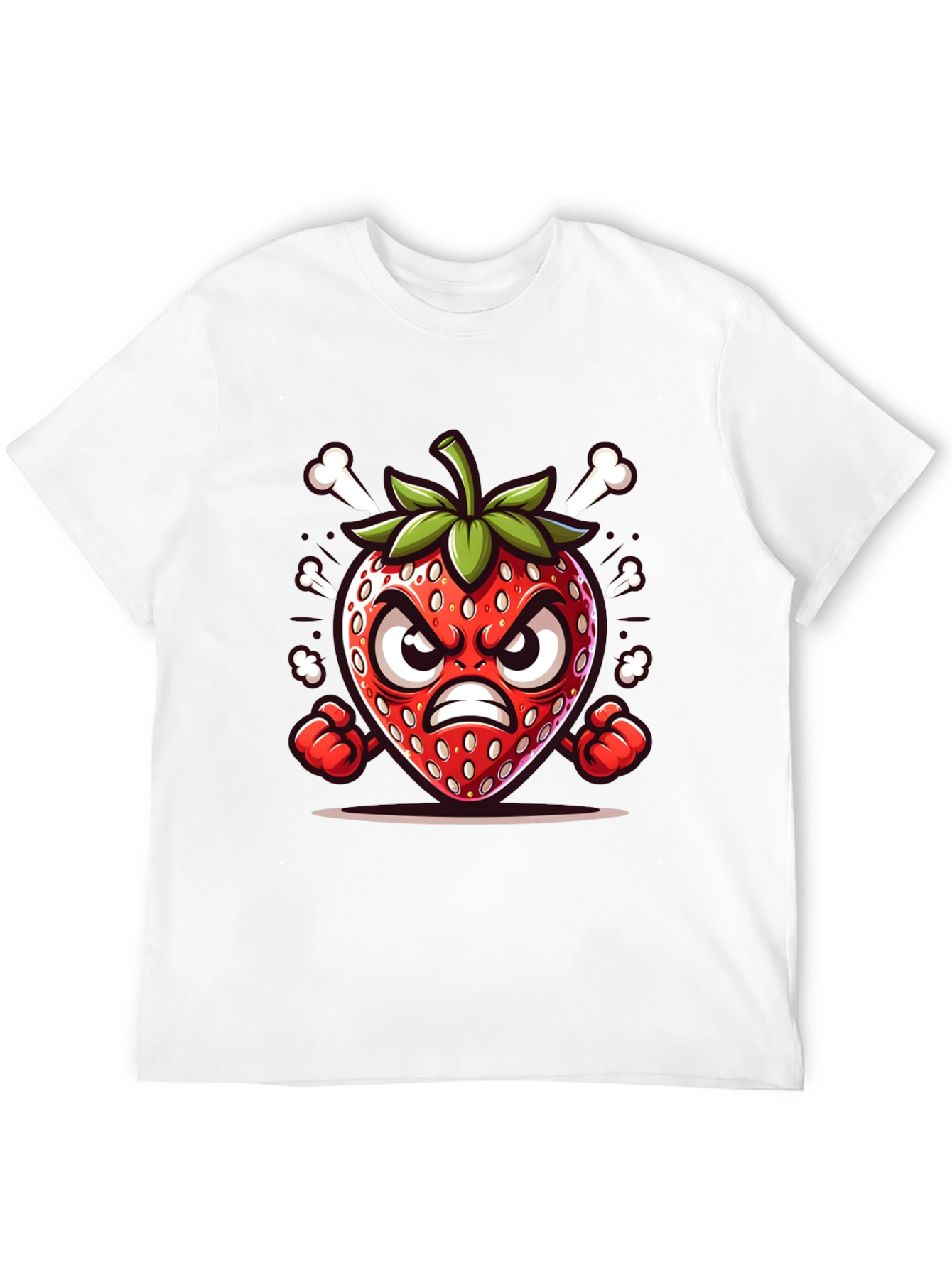 Angry Strawberry Cartoon Graphic Tee