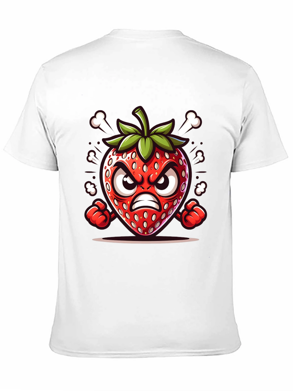 Angry Strawberry Cartoon Graphic Tee