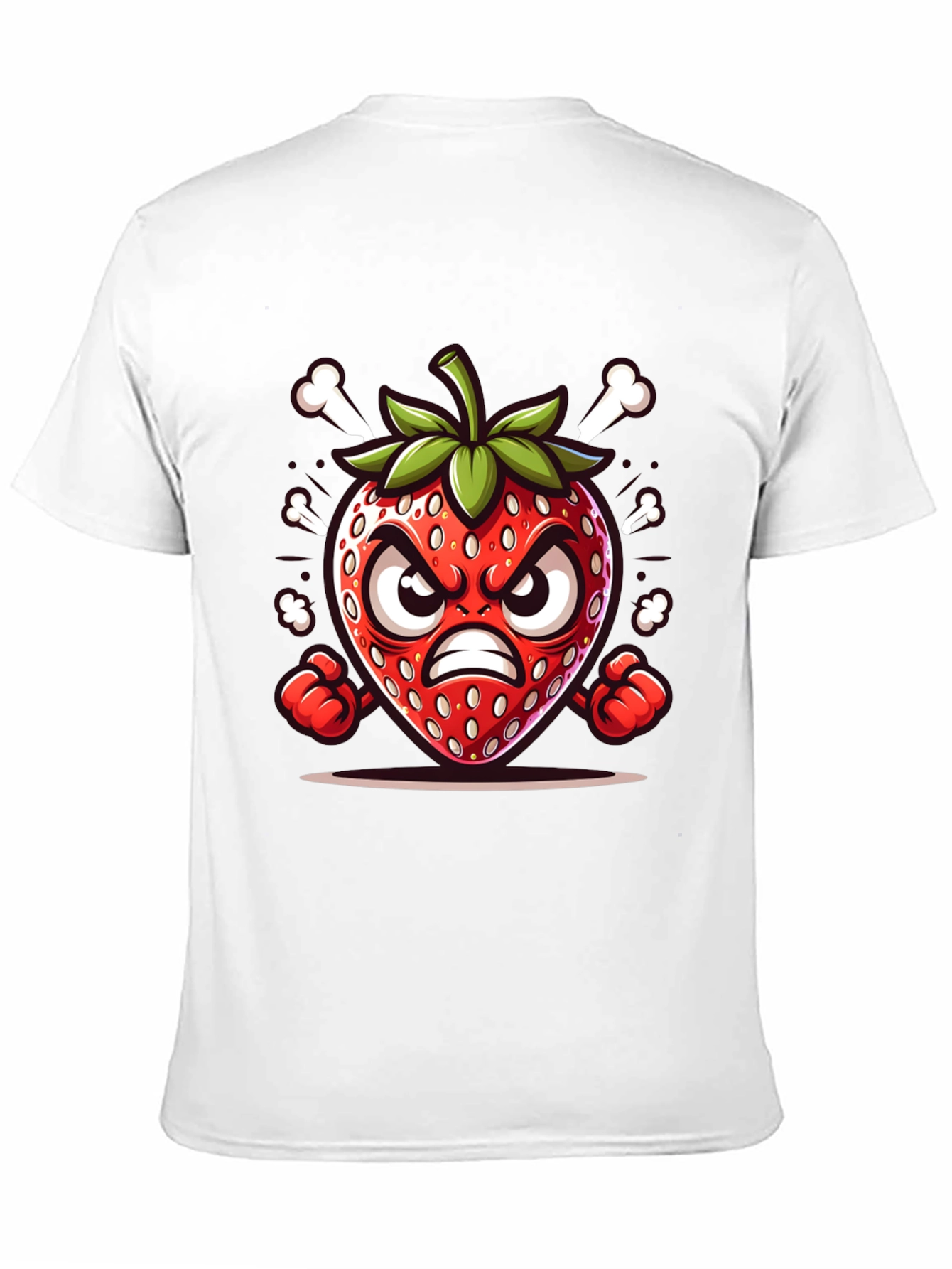 Angry Strawberry Cartoon Graphic Tee