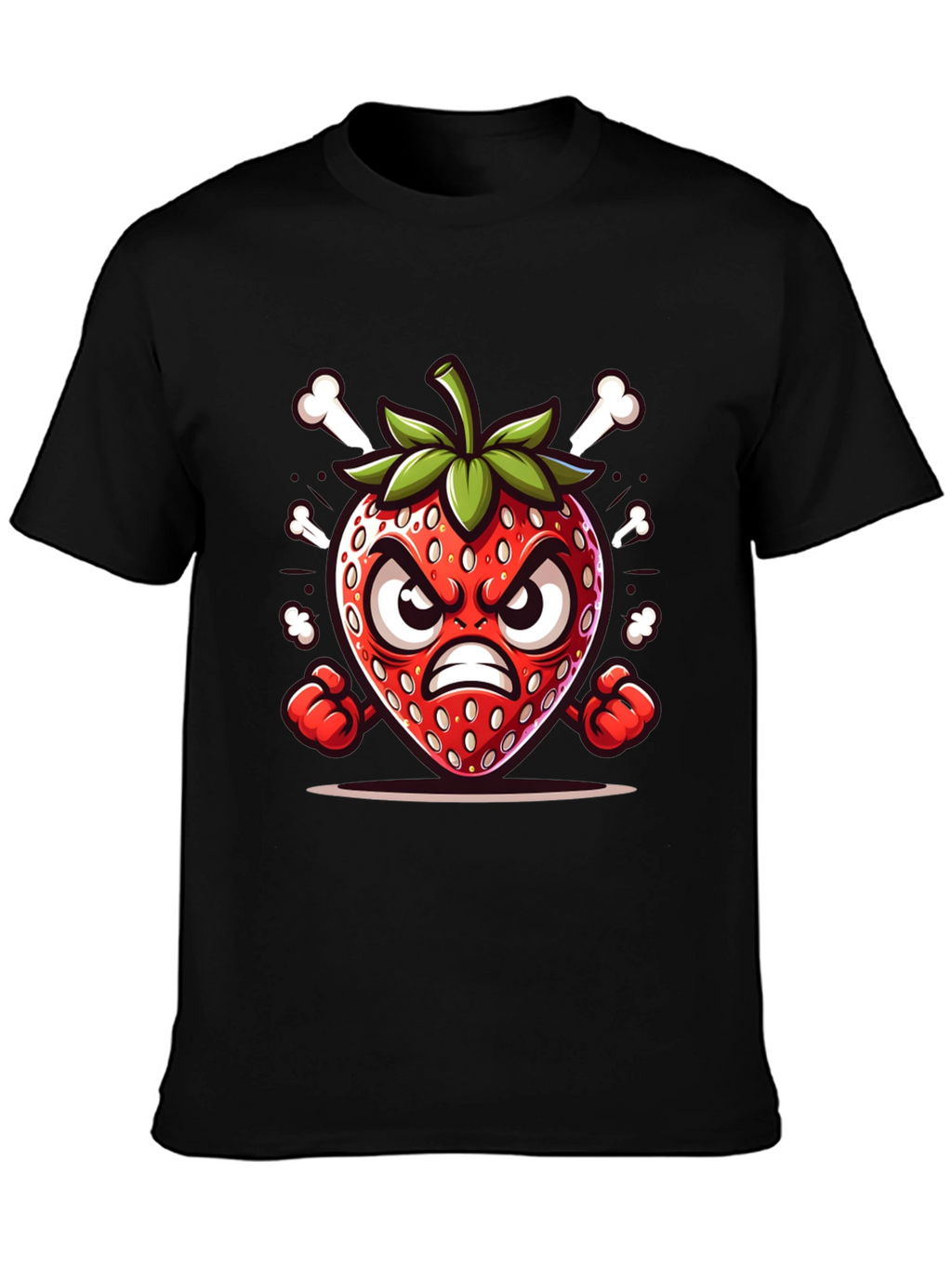 Angry Strawberry Cartoon Graphic Tee