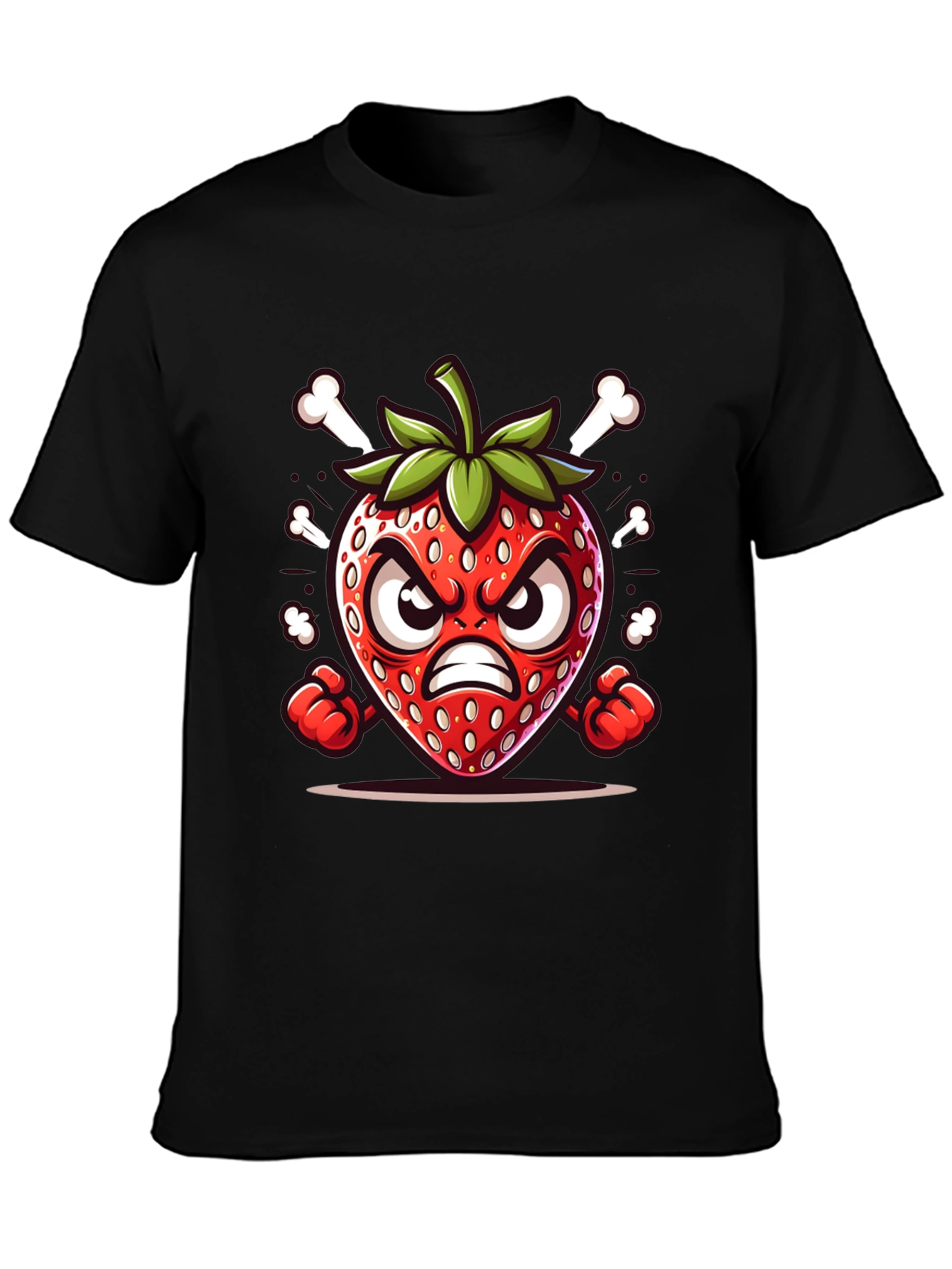 Angry Strawberry Cartoon Graphic Tee