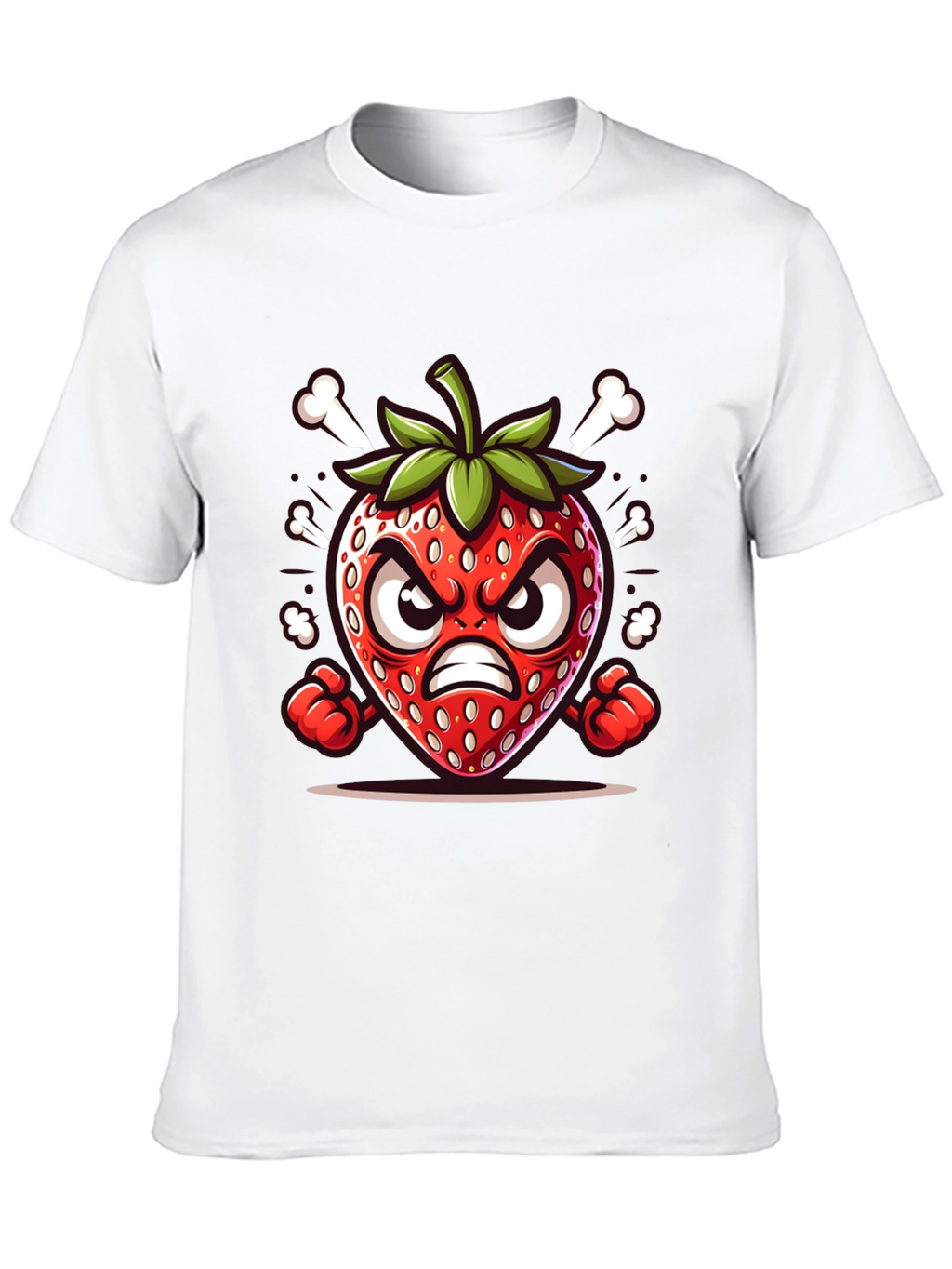 Angry Strawberry Cartoon Graphic Tee
