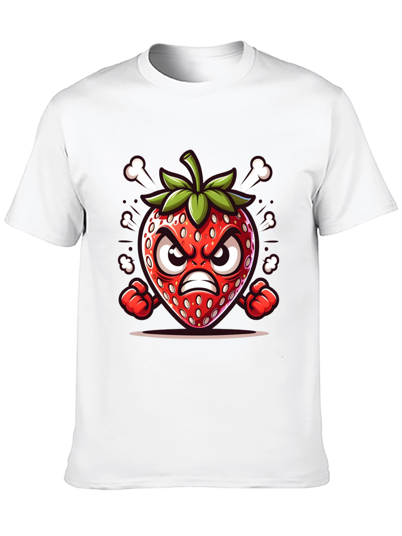 Angry Strawberry Cartoon Graphic Tee