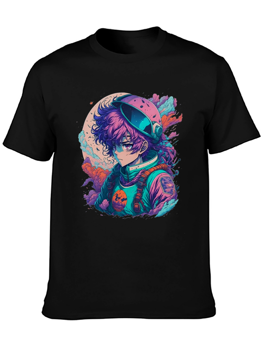 Anime Astronaut Graphic Tee - Trendy Spacewear