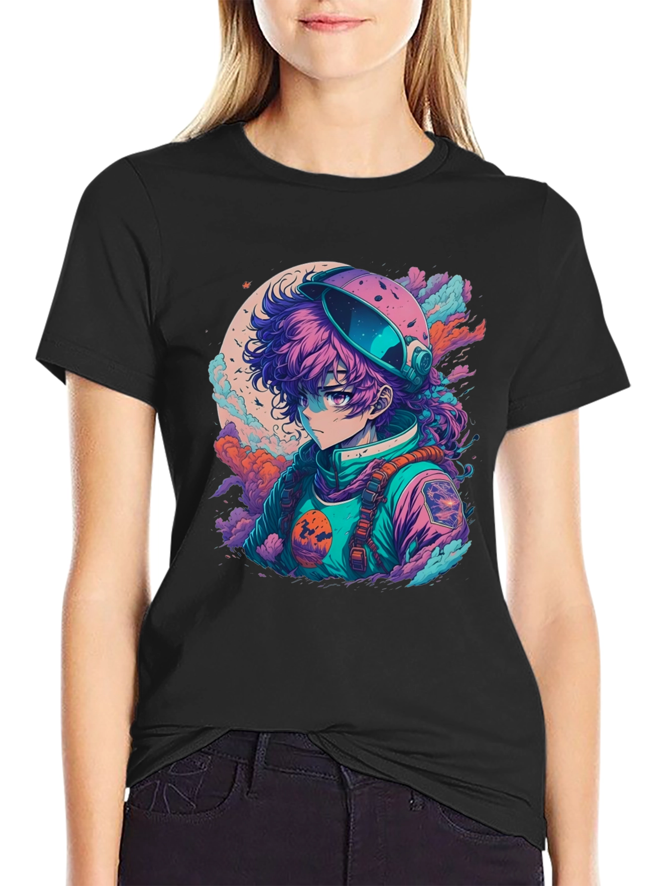 Anime Astronaut Graphic Tee - Trendy Spacewear