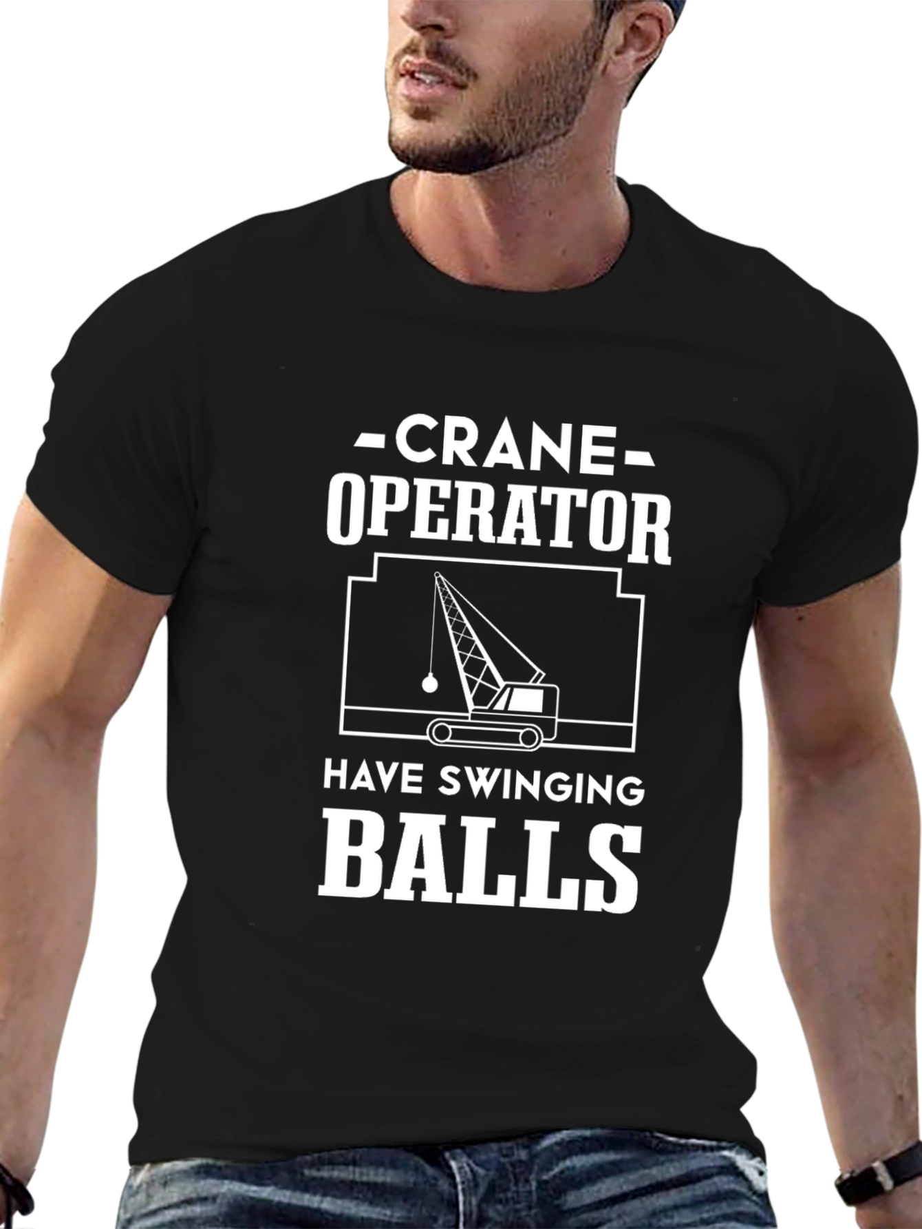 Crane Operator Swinging Balls Funny Graphic Tee