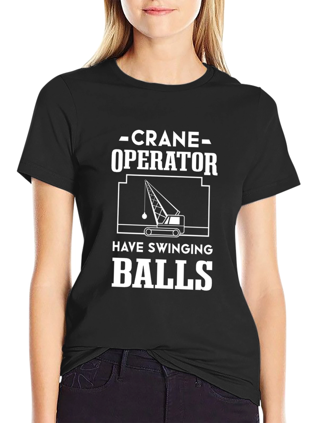 Crane Operator Swinging Balls Funny Graphic Tee