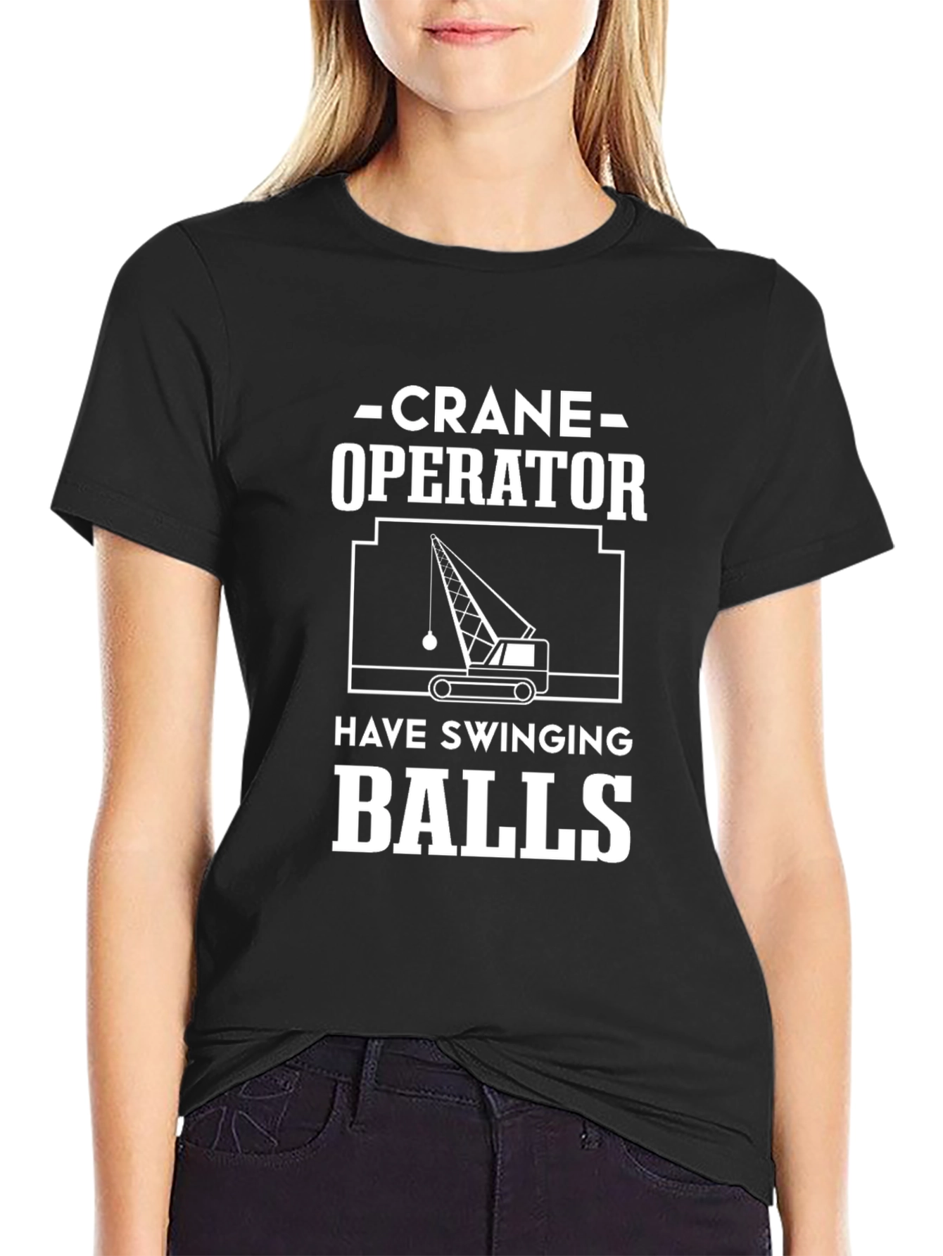 Crane Operator Swinging Balls Funny Graphic Tee