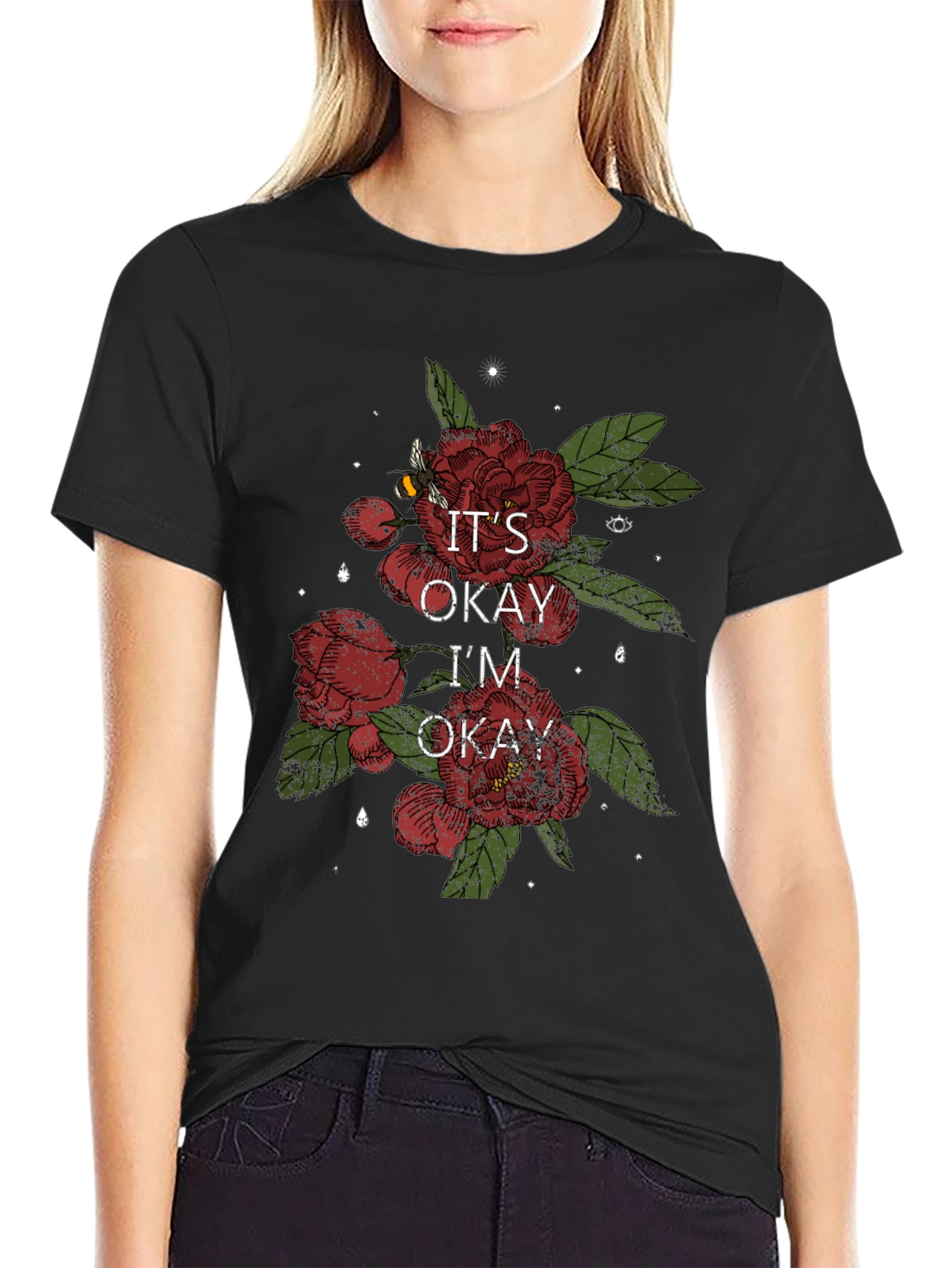 Its Okay Im Okay Floral T-Shirt