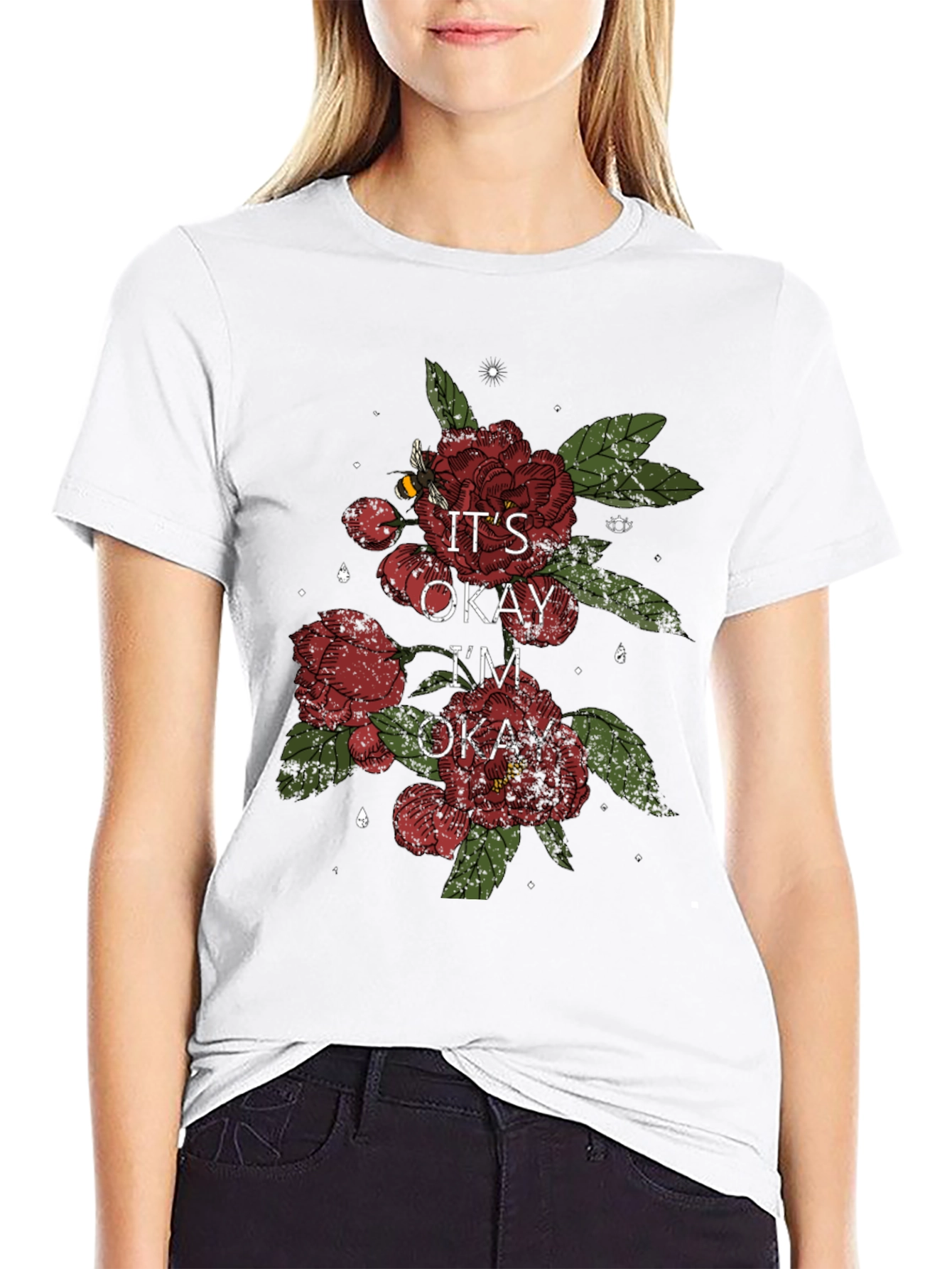 Its Okay Im Okay Floral T-Shirt