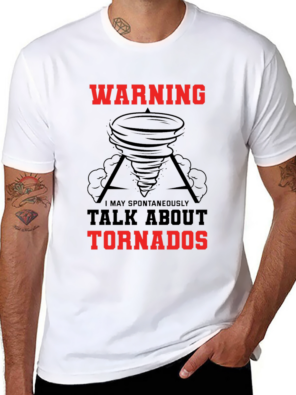 Warning May Spontaneously Talk About Tornadoes Black T-Shirt