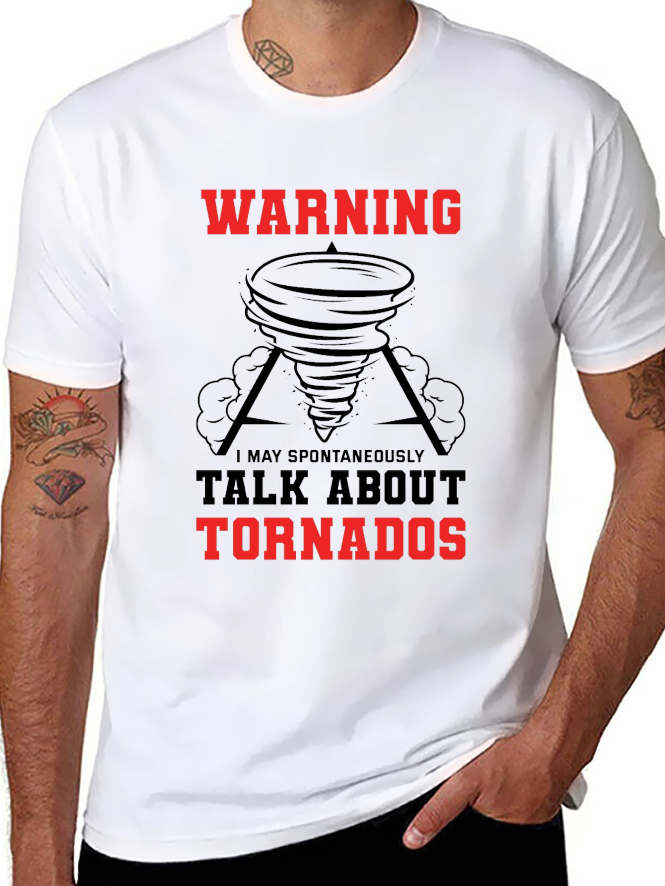 Warning May Spontaneously Talk About Tornadoes Black T-Shirt
