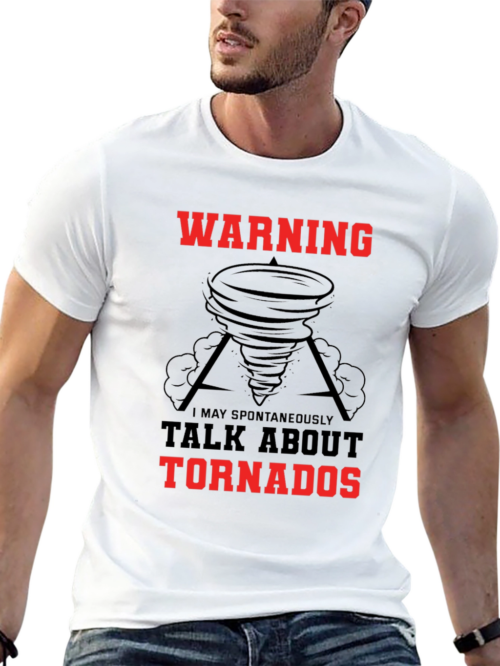 Warning May Spontaneously Talk About Tornadoes Black T-Shirt