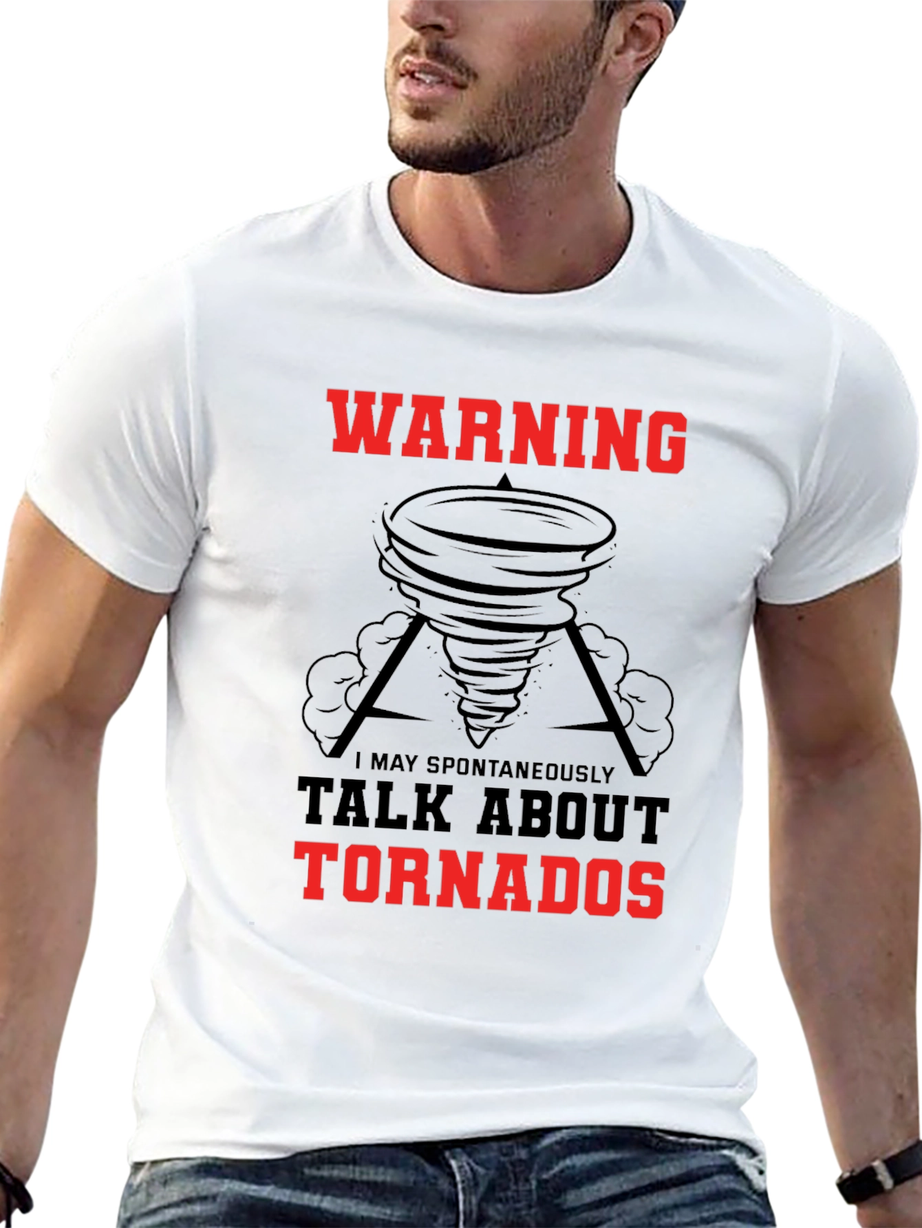 Warning May Spontaneously Talk About Tornadoes Black T-Shirt