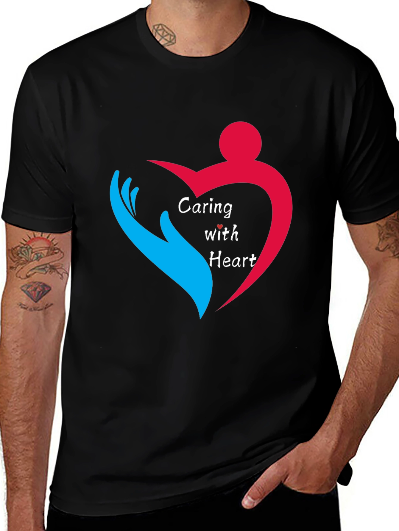 Caring with Heart Graphic Tee - Stylish & Comfortable