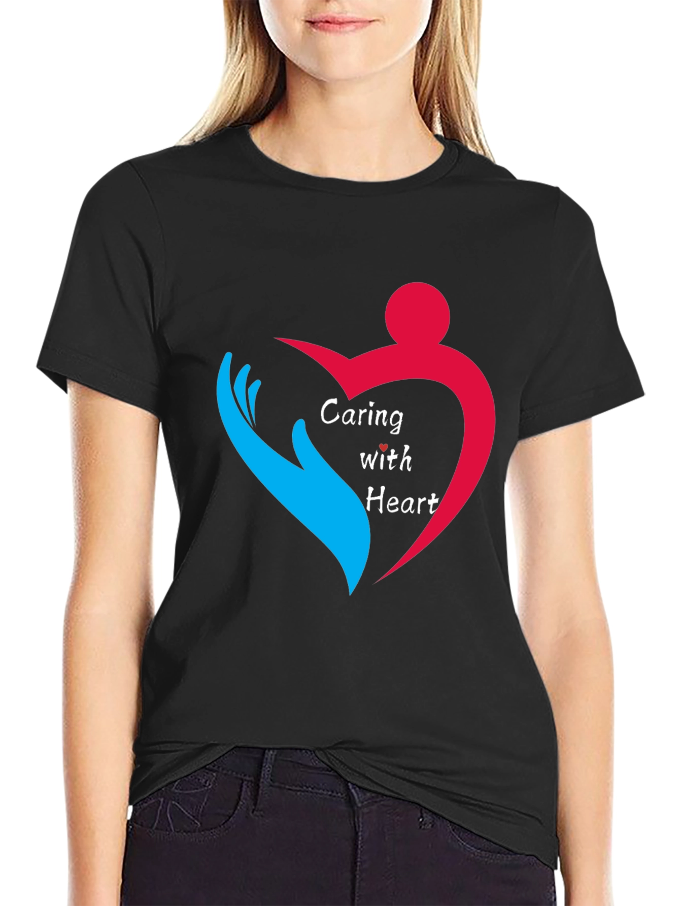 Caring with Heart Graphic Tee - Stylish & Comfortable