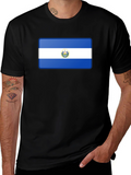 El Salvador Flag T-Shirt - Black Cotton Tee