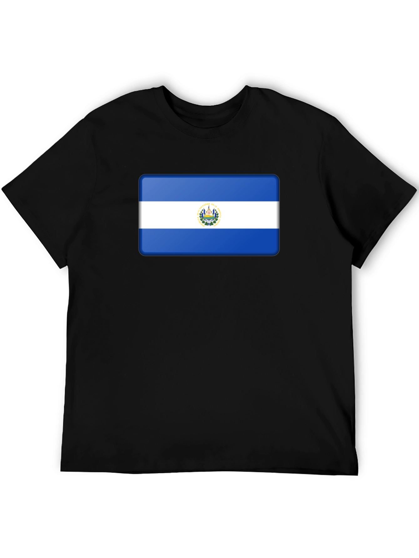 El Salvador Flag T-Shirt - Black Cotton Tee