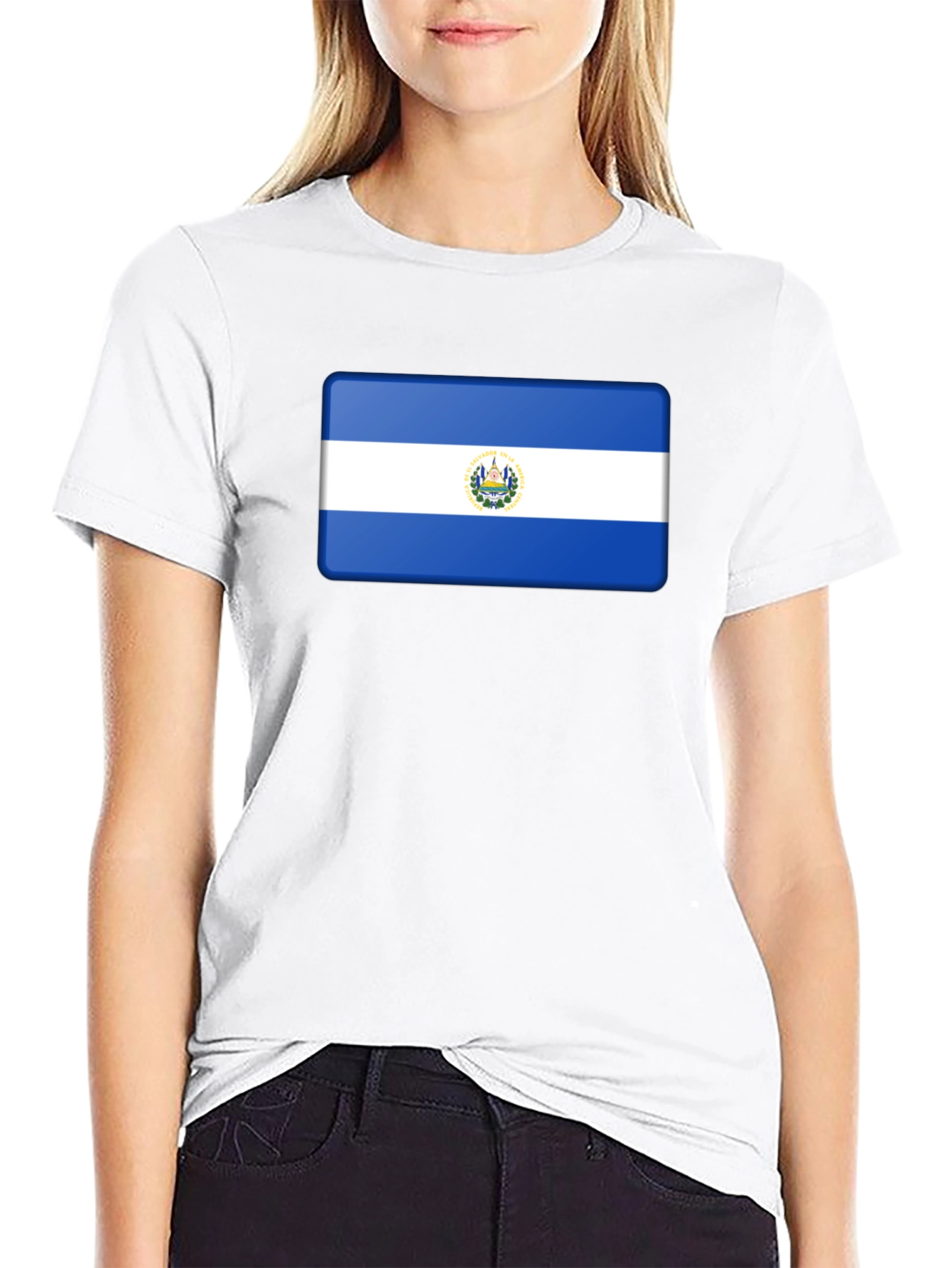 El Salvador Flag T-Shirt - Black Cotton Tee