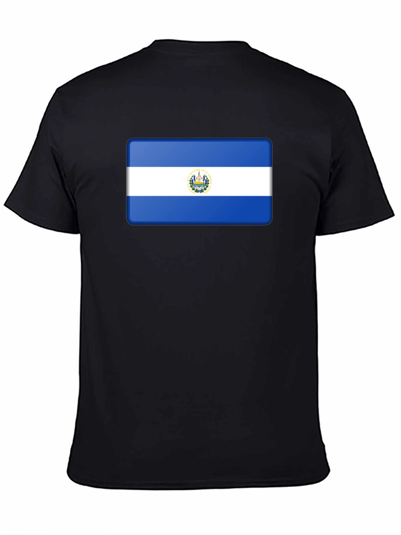 El Salvador Flag T-Shirt - Black Cotton Tee