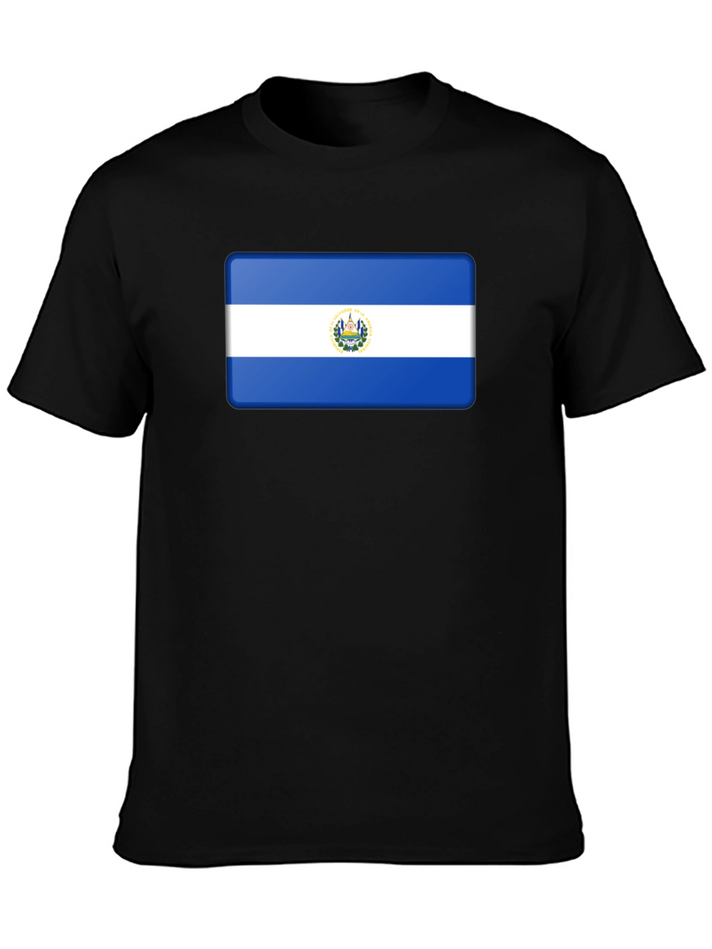 El Salvador Flag T-Shirt - Black Cotton Tee