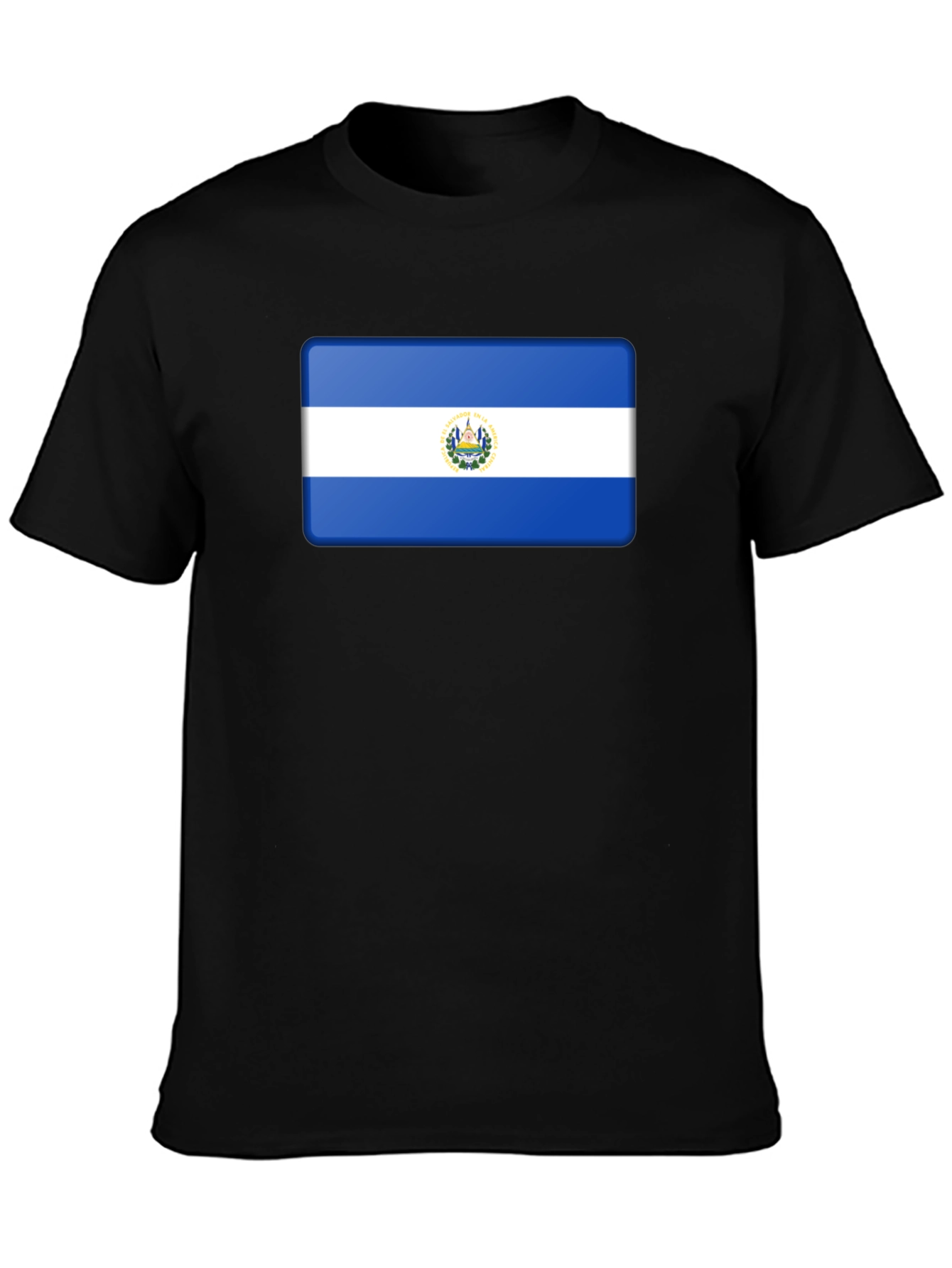 El Salvador Flag T-Shirt - Black Cotton Tee