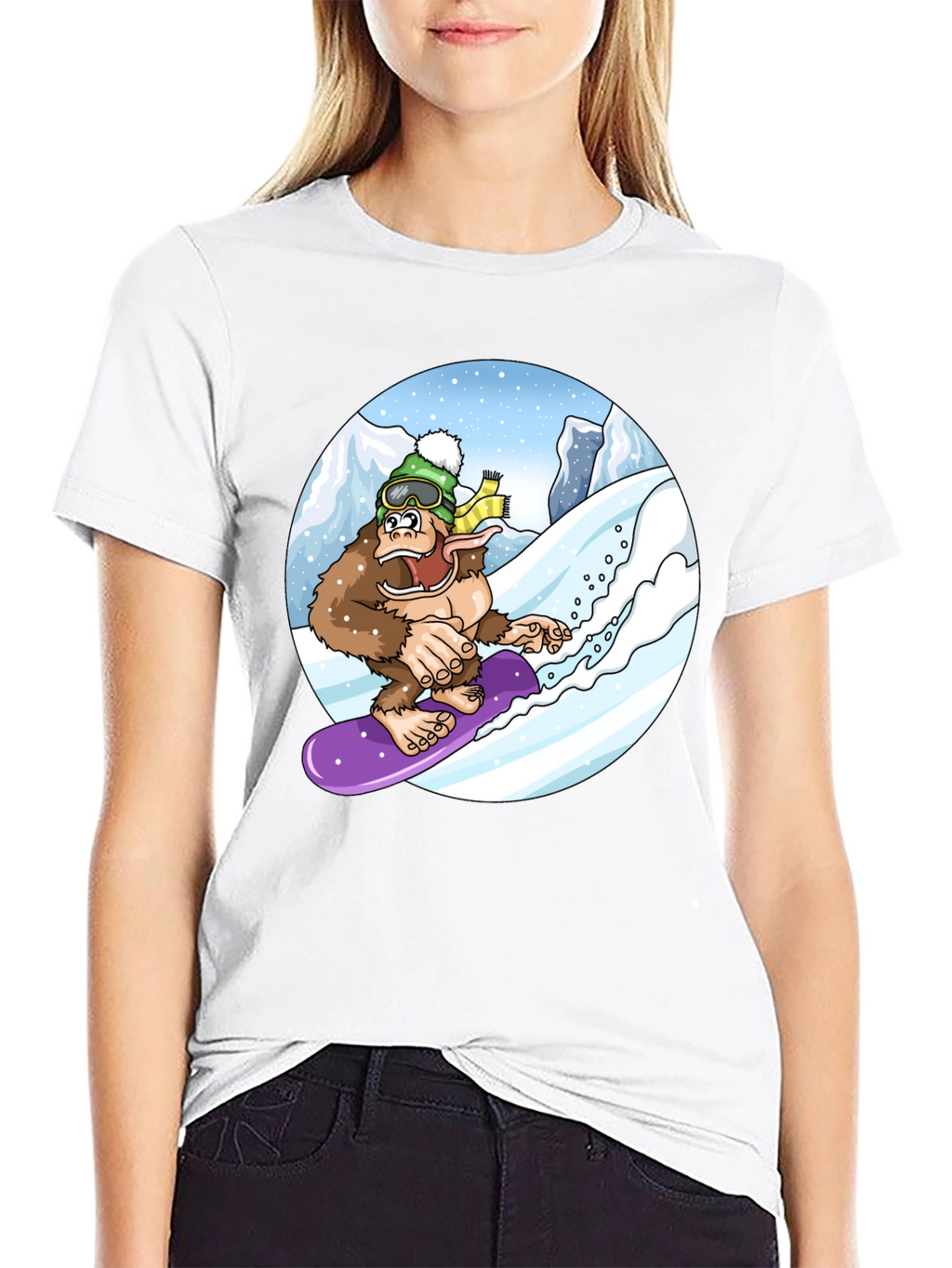 Snowboarding Bigfoot Tee - Fun Graphic Shirt