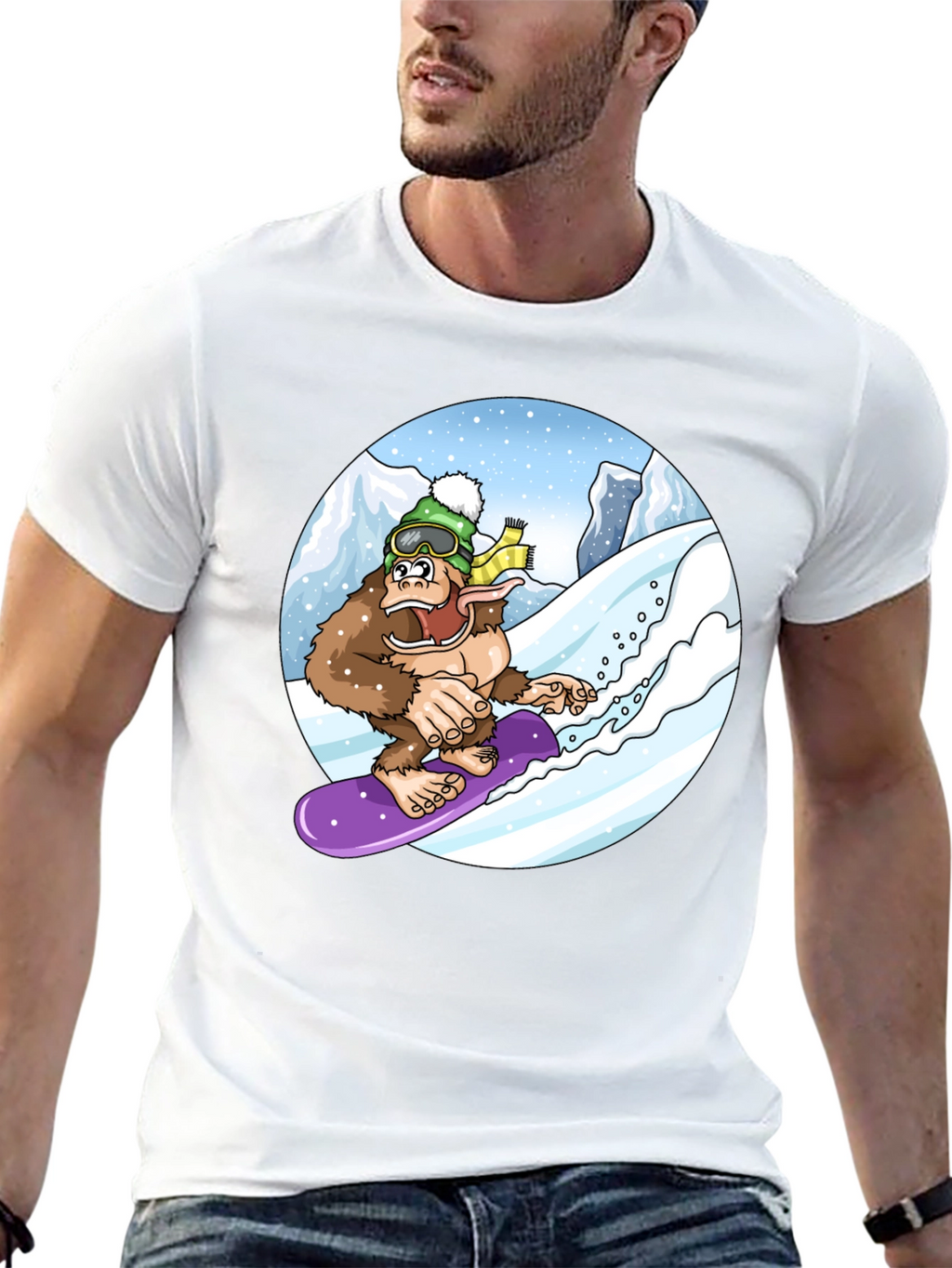 Snowboarding Bigfoot Tee - Fun Graphic Shirt