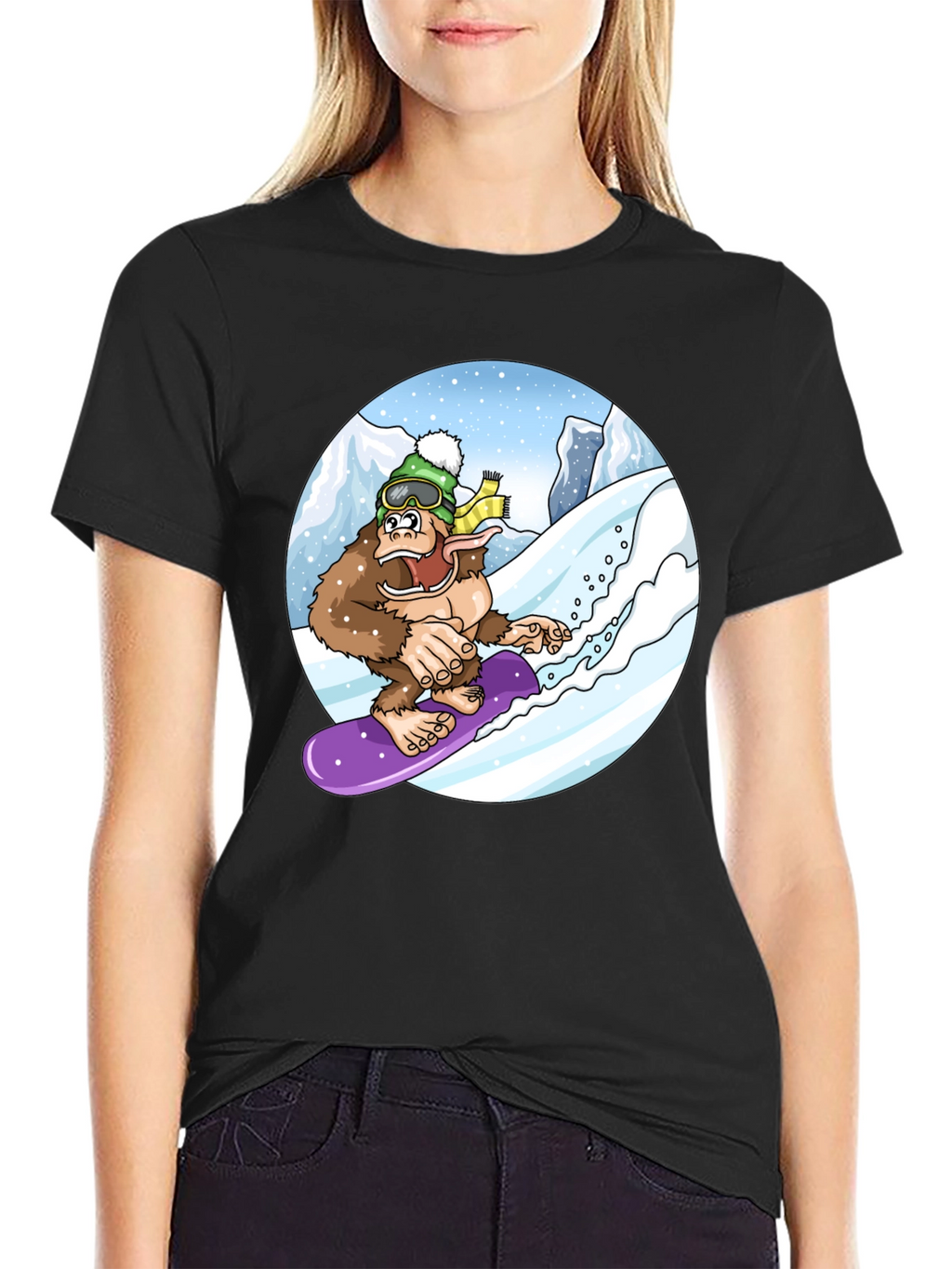 Snowboarding Bigfoot Tee - Fun Graphic Shirt