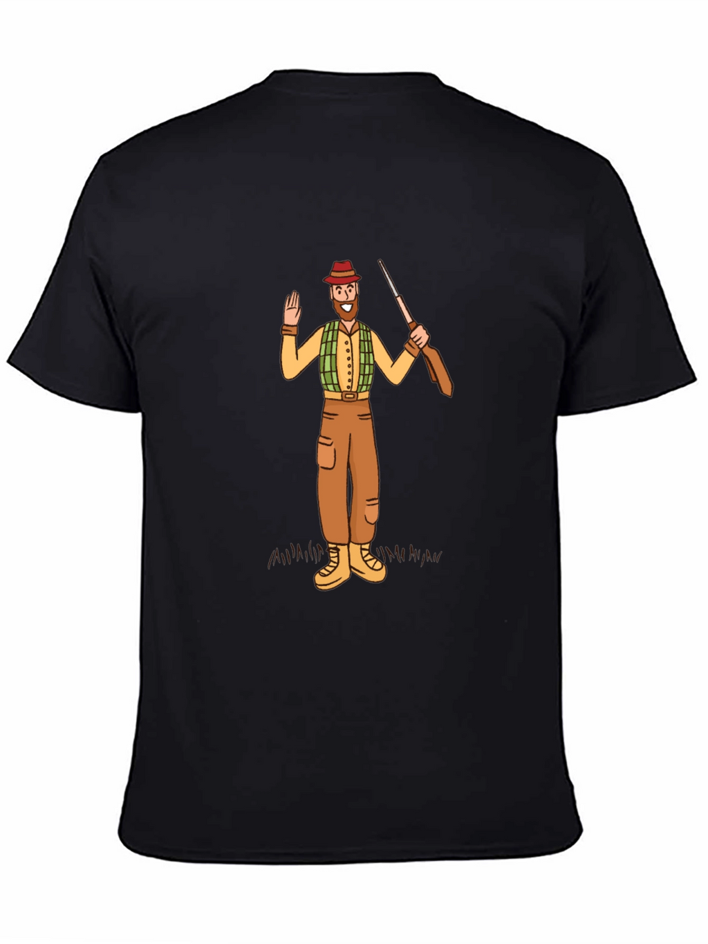 Hunter Cartoon Graphic Tee - Black Cotton T-Shirt