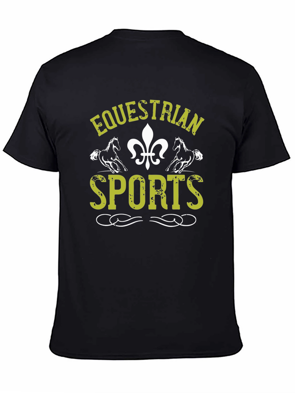 Equestrian Sports Graphic Tee - Black Cotton Shirt