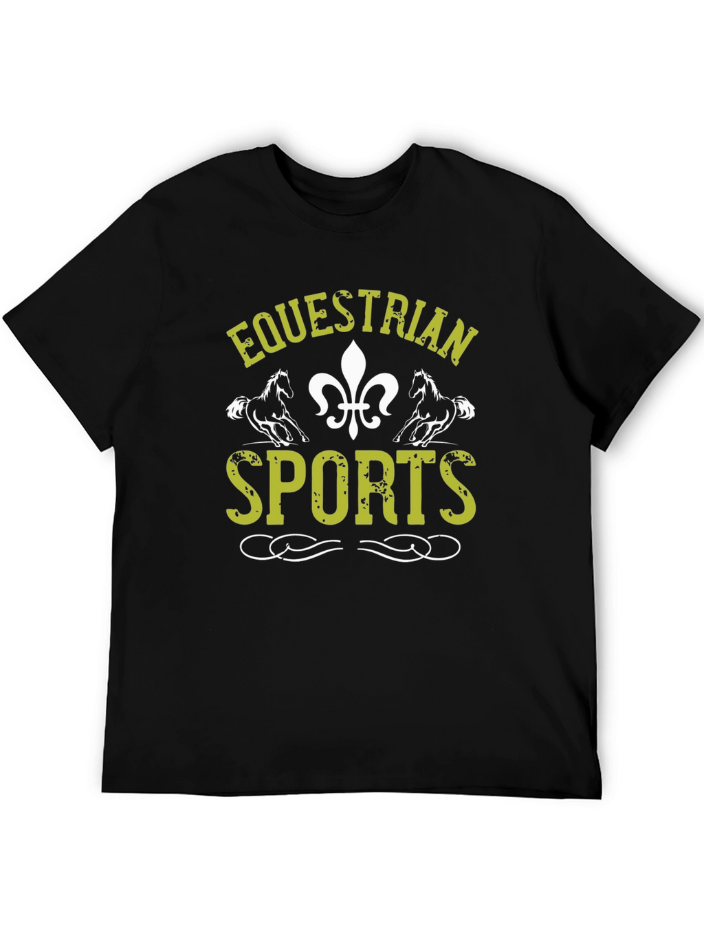 Equestrian Sports Graphic Tee - Black Cotton Shirt