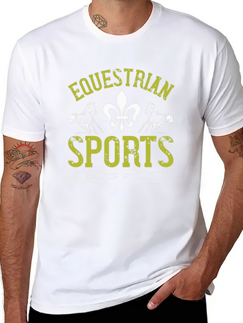 Equestrian Sports Graphic Tee - Black Cotton Shirt