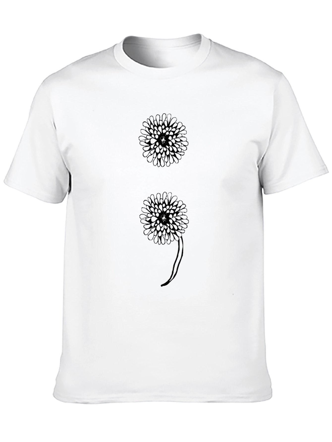 Floral Semicolon Graphic Tee - Black Cotton T-Shirt