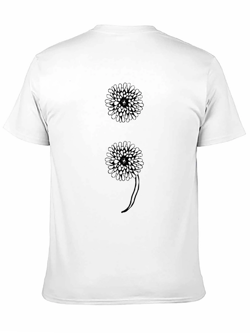 Floral Semicolon Graphic Tee - Black Cotton T-Shirt