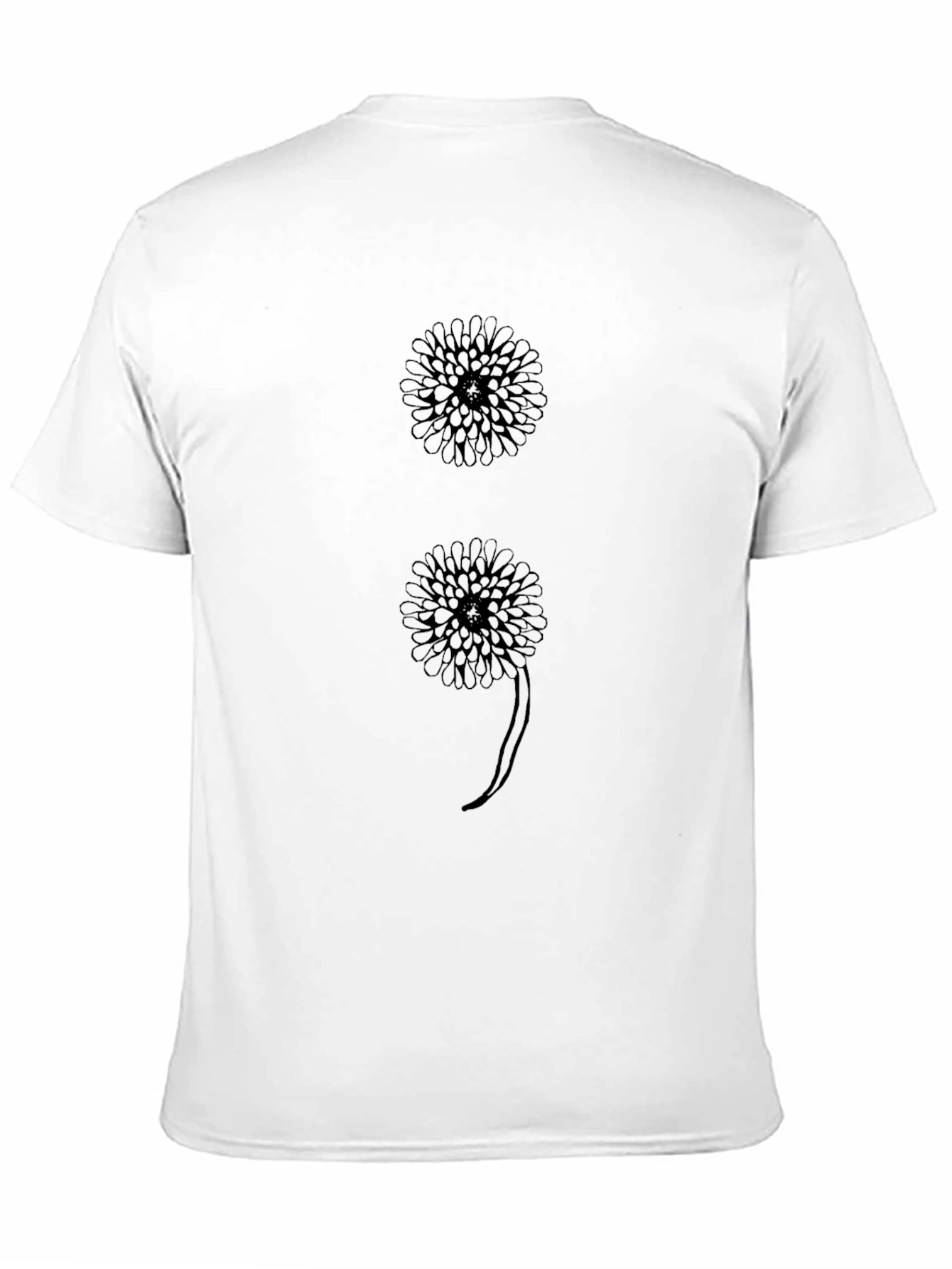 Floral Semicolon Graphic Tee - Black Cotton T-Shirt