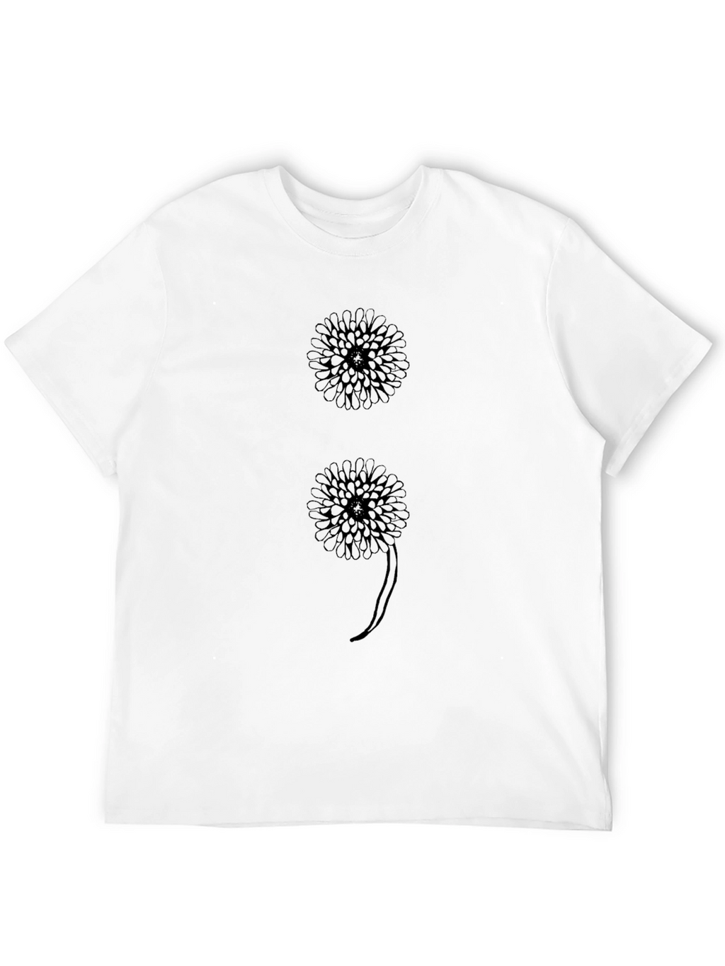 Floral Semicolon Graphic Tee - Black Cotton T-Shirt